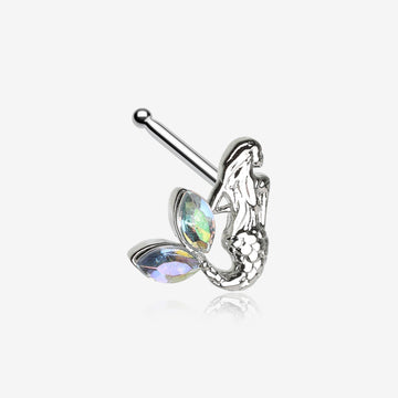 Mystic Mermaid Iridescent Sparkle Nose Stud Ring-Aurora Borealis
